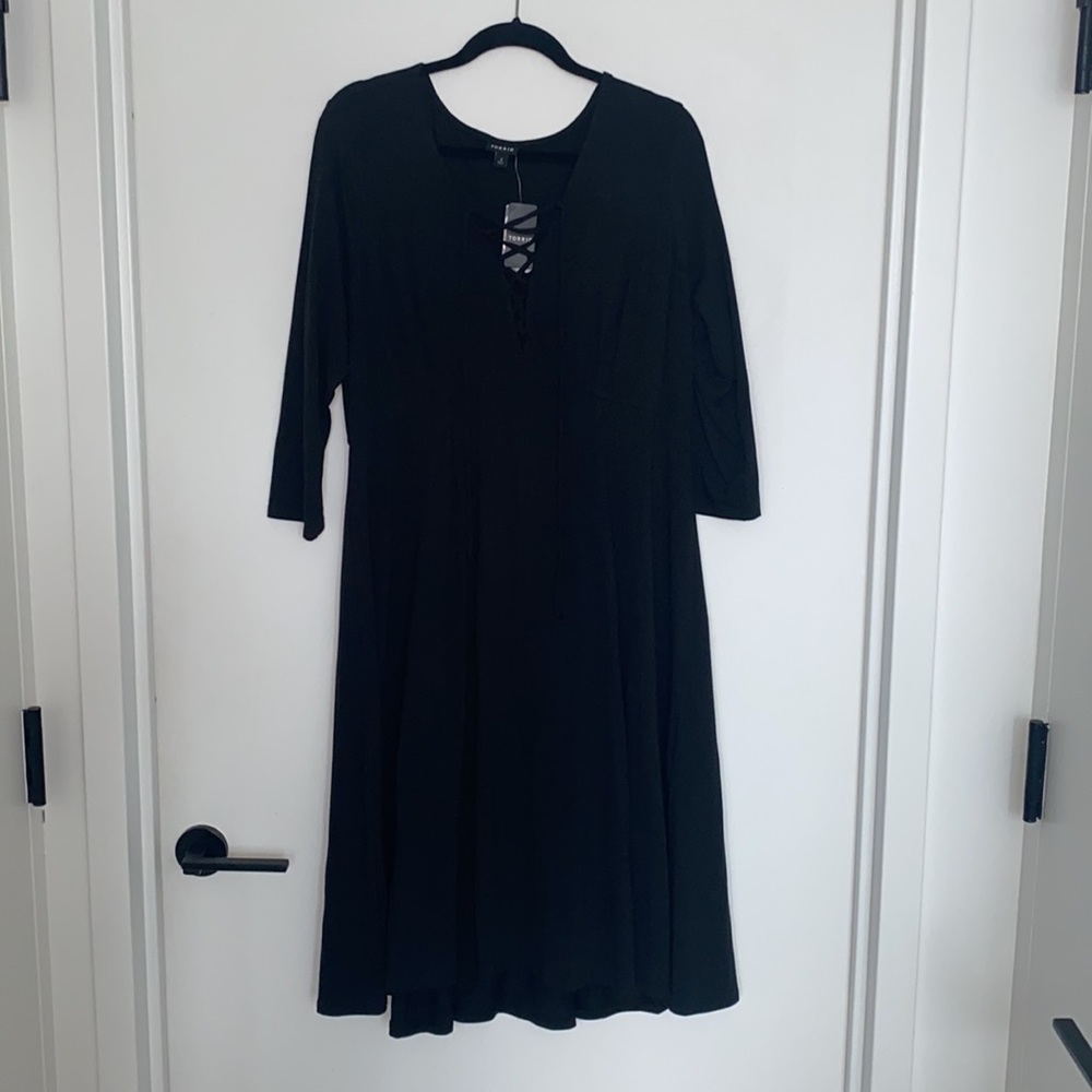 Torrid Midi Jersey Tie Front Dress - Picture 4 of 8